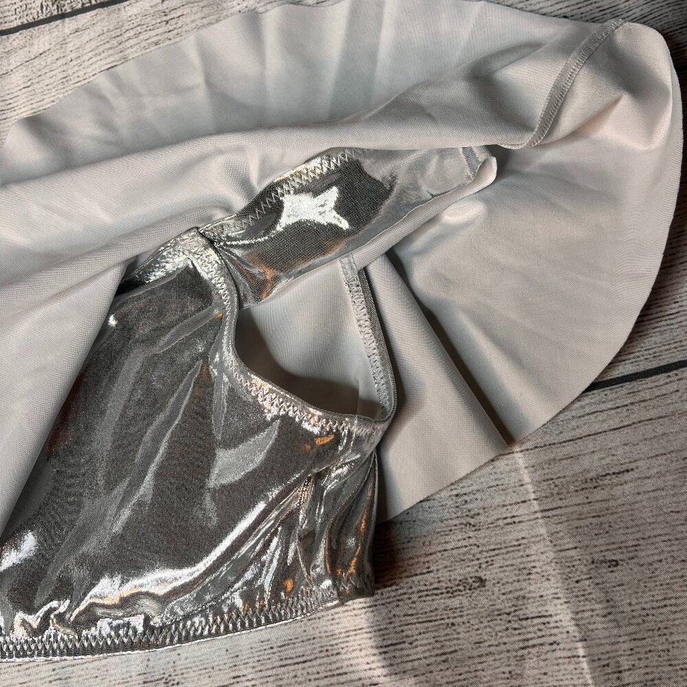 Stella Cove NWT Girls Metallic Silver Ruffle Two Piece Bikini Swimsuit Size 14Y - Picture 3 of 7